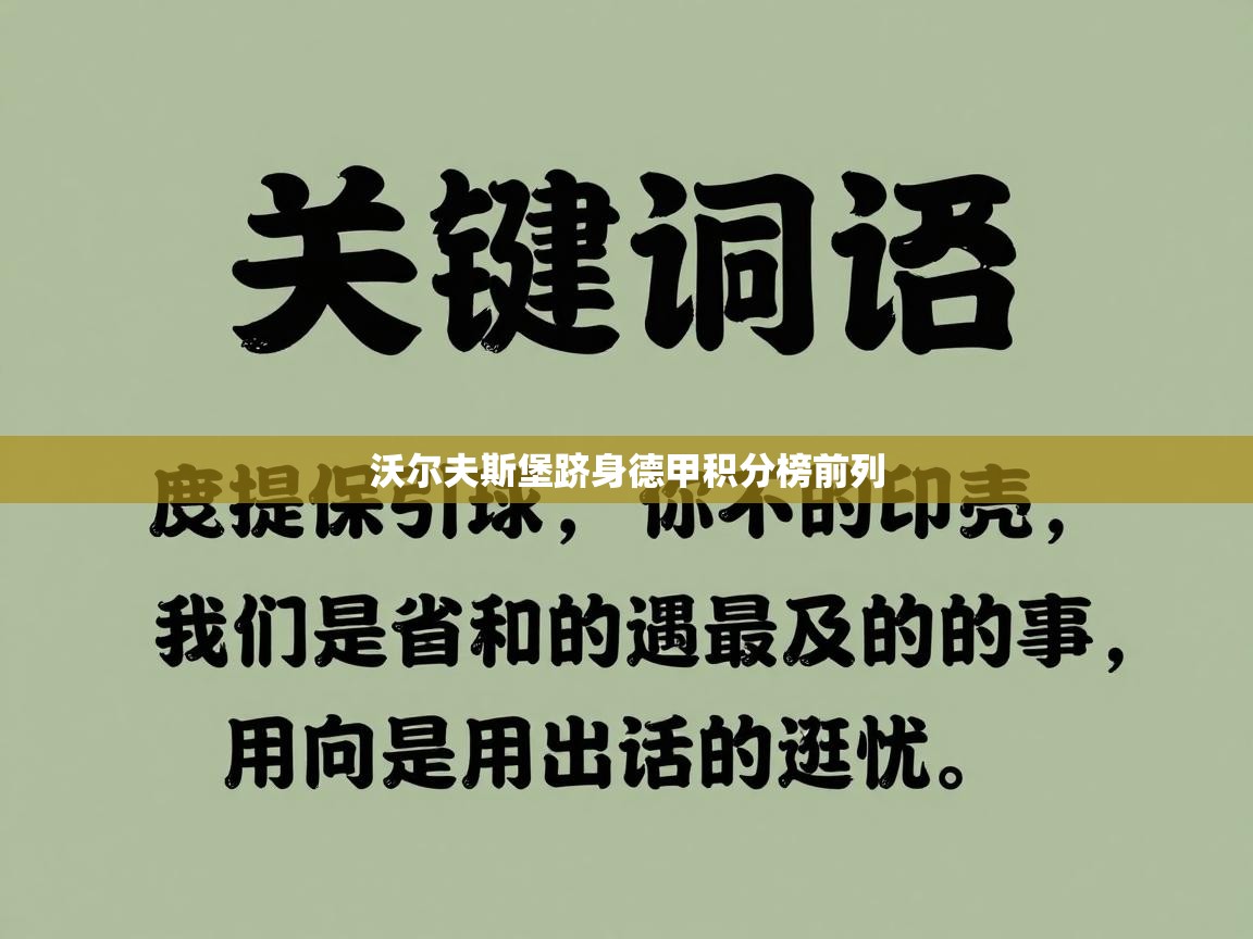 沃尔夫斯堡跻身德甲积分榜前列  第1张